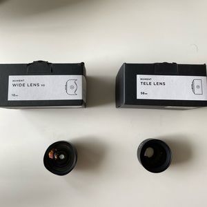 Moment wide lens and tele lens all V2 with boxbag
